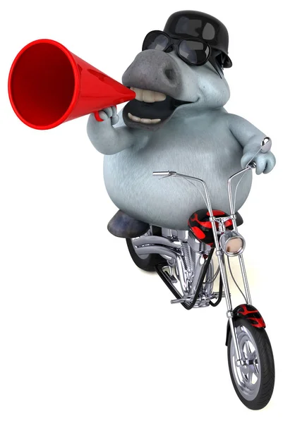 Fun Cartoon Character Motorcycle Illustration — Stock Photo, Image