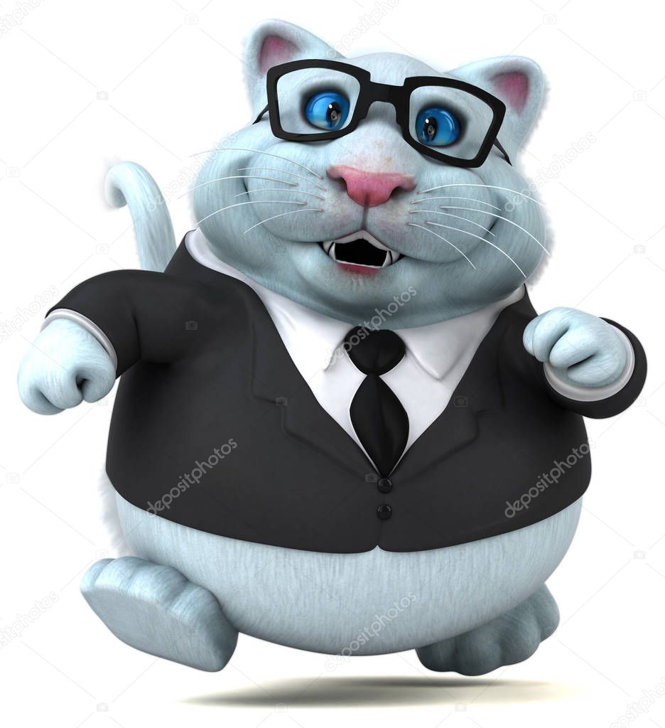 Fun cat  cartoon character  - 3D Illustration
