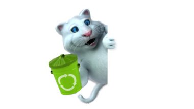 Çöp kutusuyla eğlenceli çizgi film karakteri - 3 boyutlu animasyon 