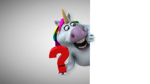 Kul Unicorn Med Frågan Animation — Stockvideo