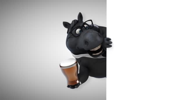 Divertido Caballo Con Cerveza Animación — Vídeos de Stock