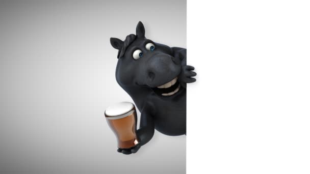 Cheval Amusant Avec Bière Animation — Video