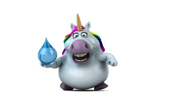 Unicornio Divertido Con Gota Animación — Vídeos de Stock