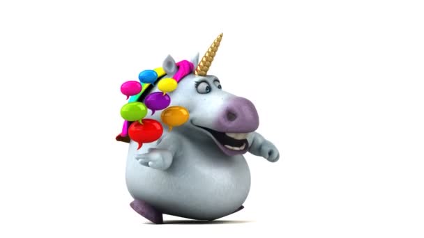 Kul Unicorn Med Bubblor Animation — Stockvideo