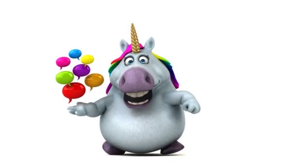 Kul Unicorn Med Bubblor Animation — Stockvideo