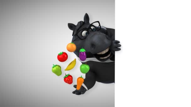 Fun Horse Fruits Vegetables Animation — Stock Video