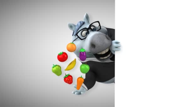 Leuk Paard Met Groenten Fruit Animatie — Stockvideo