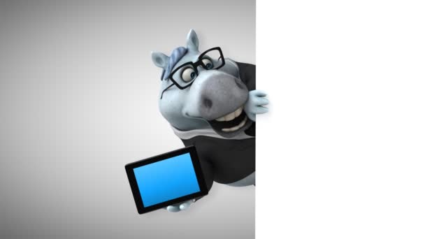 Divertente Cavallo Con Tablet Animazione — Video Stock