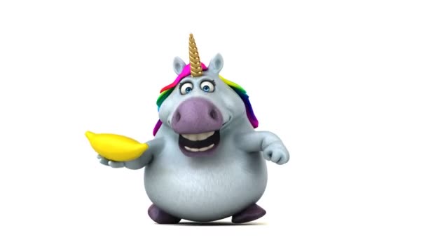 Fun Unicorn Banana Animation — Stock Video