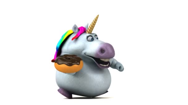 Kul Unicorn Med Donut Animation — Stockvideo