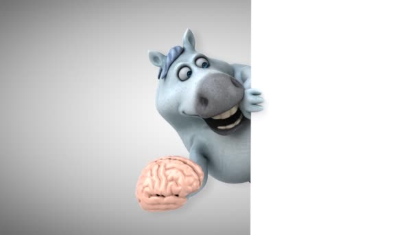 Cheval Amusant Avec Cerveau Animation — Video