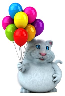 Eğlenceli kedi balonlar - 3d çizim holding
