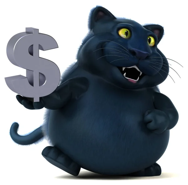 Divertente Gatto Possesso Dollaro Illustrazione — Foto Stock