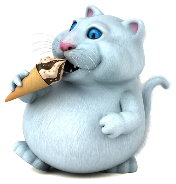 Fun Cat Ice Cream Illustration — Stock Photo, Image