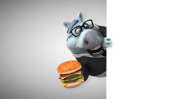 Zabawne Konia Burger Animacji — Wideo stockowe