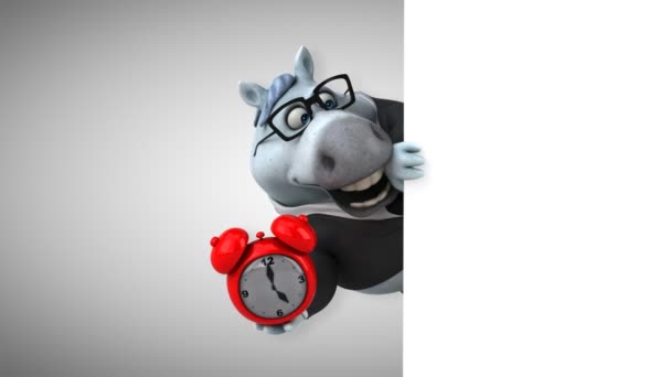 Divertido Caballo Con Reloj Animación — Vídeo de stock