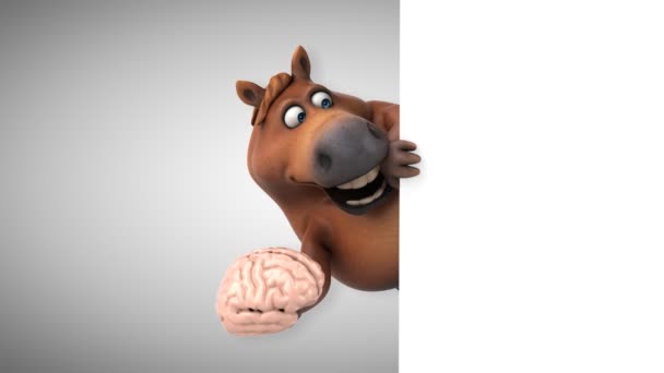 Divertido Caballo Con Cerebro Animación — Vídeos de Stock