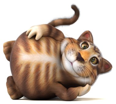 Eğlenceli kedi çizgi film karakter - 3d çizim