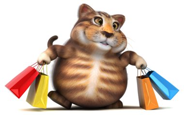 Eğlenceli kedi Holding - 3d çizim çanta