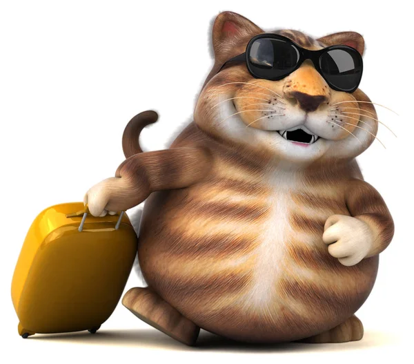 Eğlenceli Kedi Tutan Çanta Çizim — Stok fotoğraf