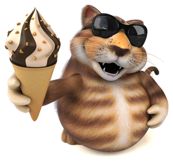 Веселая Кошка Мороженым Принтер — стоковое фото