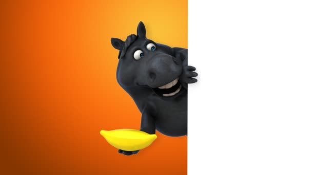 Zábava Kůň Banánem Animace — Stock video