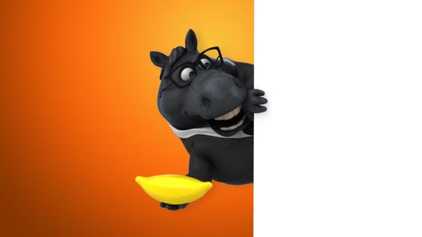 Divertimento Cavallo Con Banana Animazione — Video Stock