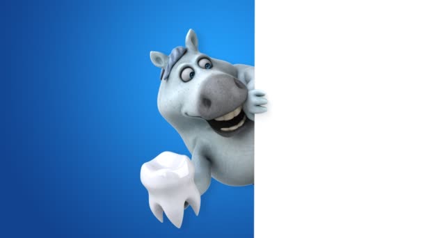 Zabawne Konia Animacji Ząb — Wideo stockowe