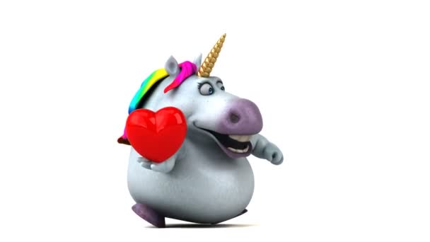 Kul Unicorn Med Hjärtat Animation — Stockvideo