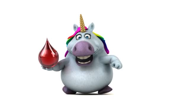 Kul Unicorn Med Drop Animation — Stockvideo