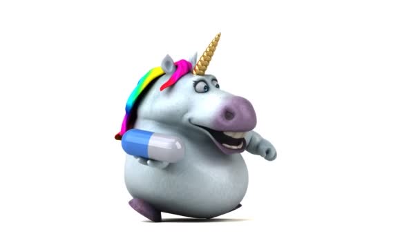 Kul Unicorn Med Piller Animering — Stockvideo