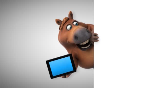 Spaßpferd Mit Tablet Animation — Stockvideo