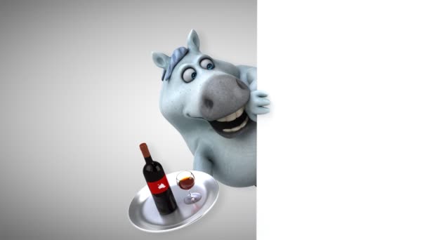 Leuk Paard Met Wijn Animatie — Stockvideo