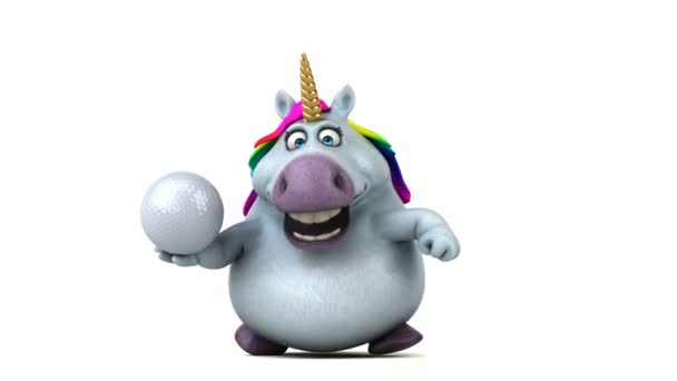 Divertido Unicornio Con Pelota Animación — Vídeos de Stock