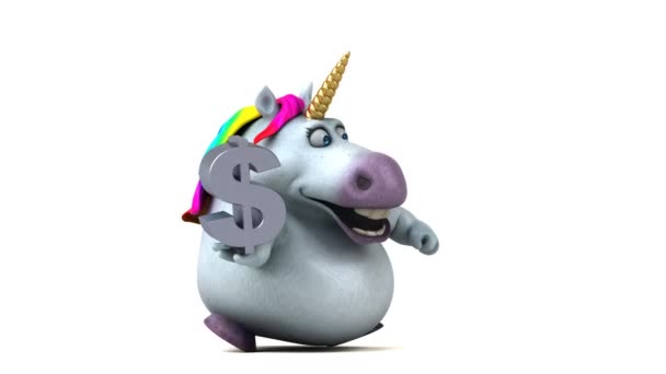 Unicorno Divertente Con Dollaro Animazione — Video Stock