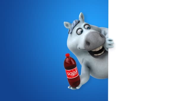 Divertido Caballo Con Soda Animación — Vídeo de stock