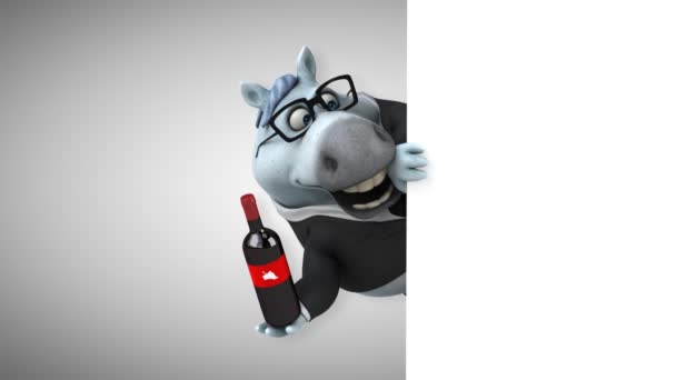 Divertente Cavallo Con Vino Animazione — Video Stock