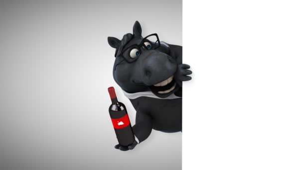 Divertido Caballo Con Vino Animación — Vídeos de Stock