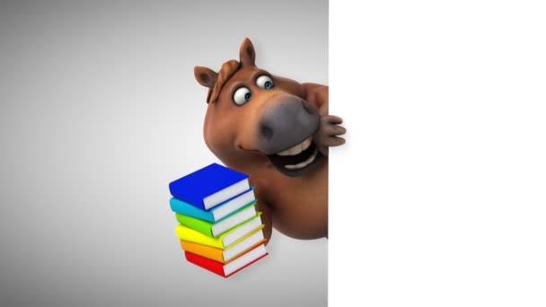 Веселая Лошадь Книгами Анимация — стоковое видео