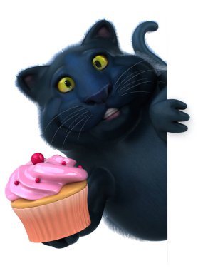 Kek ile eğlenceli kedi - 3D Görüntü