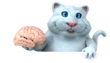 Beyni olan eğlenceli bir kedi - 3D Görüntü