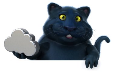 Eğlenceli kedi Holding - 3d resimde bulut