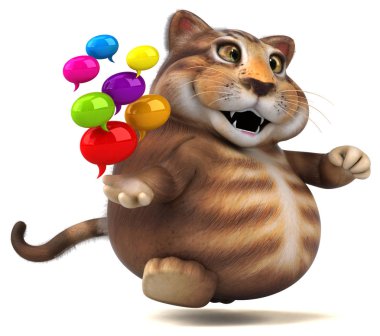 Eğlenceli kedi - 3d illüstrasyon kabarcıklar holding