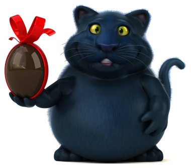 Yumurtalı eğlenceli kedi - 3D Görüntü