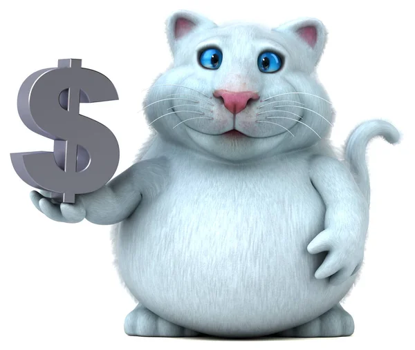 Fun Cat Holding Dollar Illustration — Stock Photo, Image