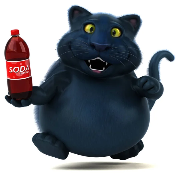 Zabawne Kot Gospodarstwa Soda Ilustracja — Zdjęcie stockowe