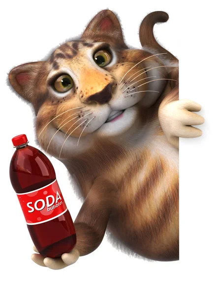 Gato Divertido Sosteniendo Soda Ilustración —  Fotos de Stock