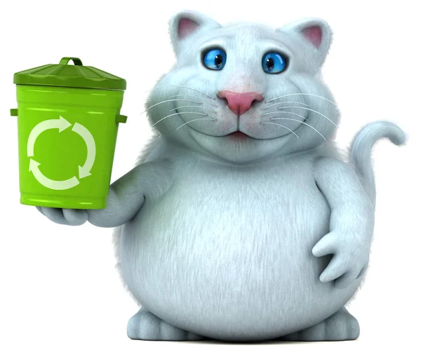 Fun Cat Holding Bin Illustration — Stockfoto