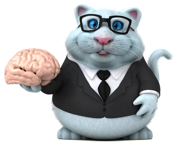 Gato Divertido Con Cerebro Ilustración —  Fotos de Stock