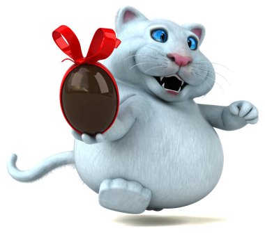 Yumurtalı eğlenceli kedi - 3D Görüntü